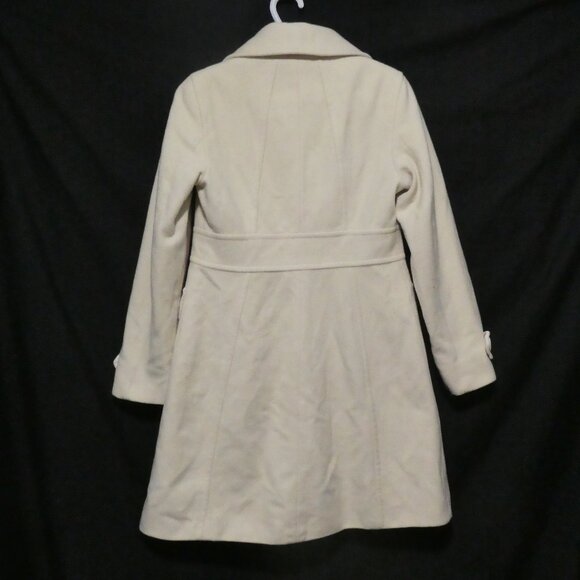 KENNETH COLE REACTION | size 6 | Ivory Button-Up Coat | Slashed Front Pockets - Picture 2 of 16